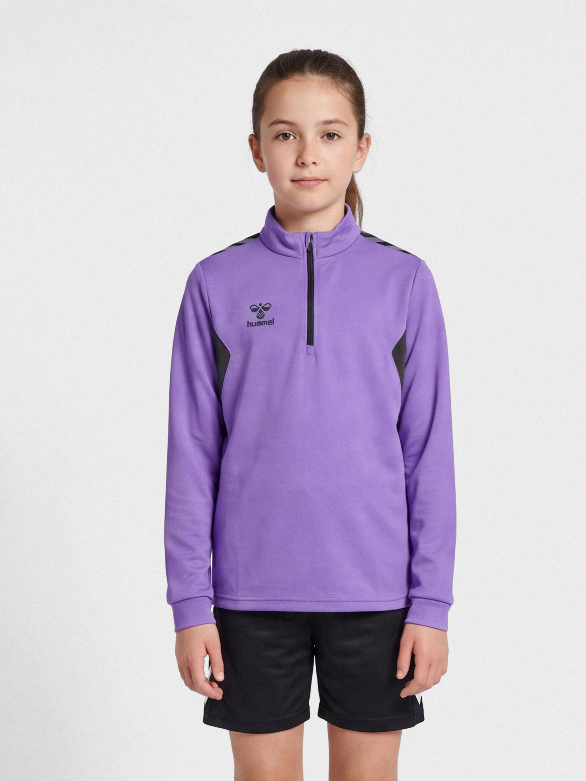 フルミエル hummel AUTHENTIC HALF ZIP SWEAT KIDS - DAHLIA PURPLE/ASPHALT