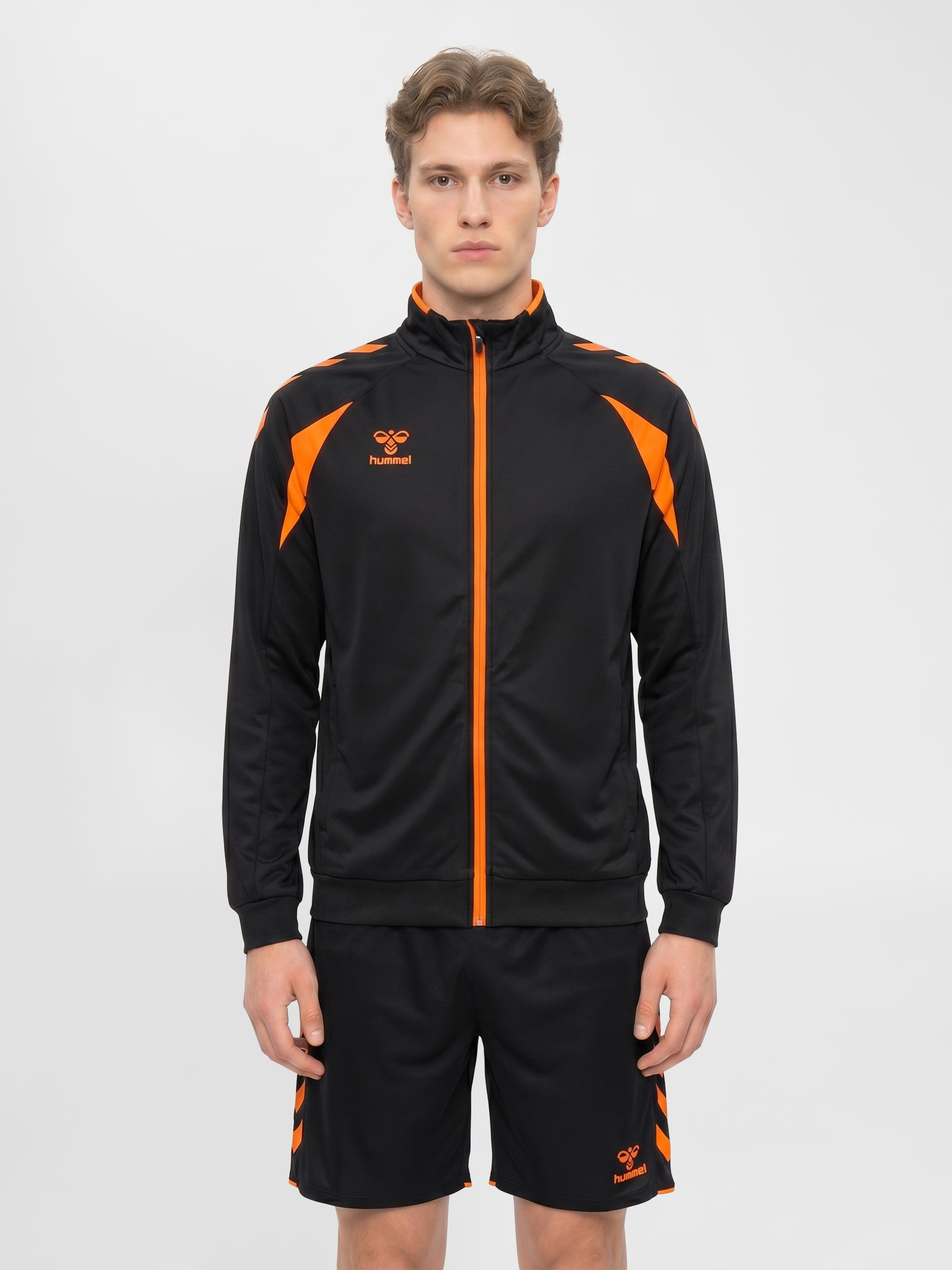 hummel CORE 2.0 TRACK ZIP JACKET - BLACK/ORANGE TIGER | hummel.net