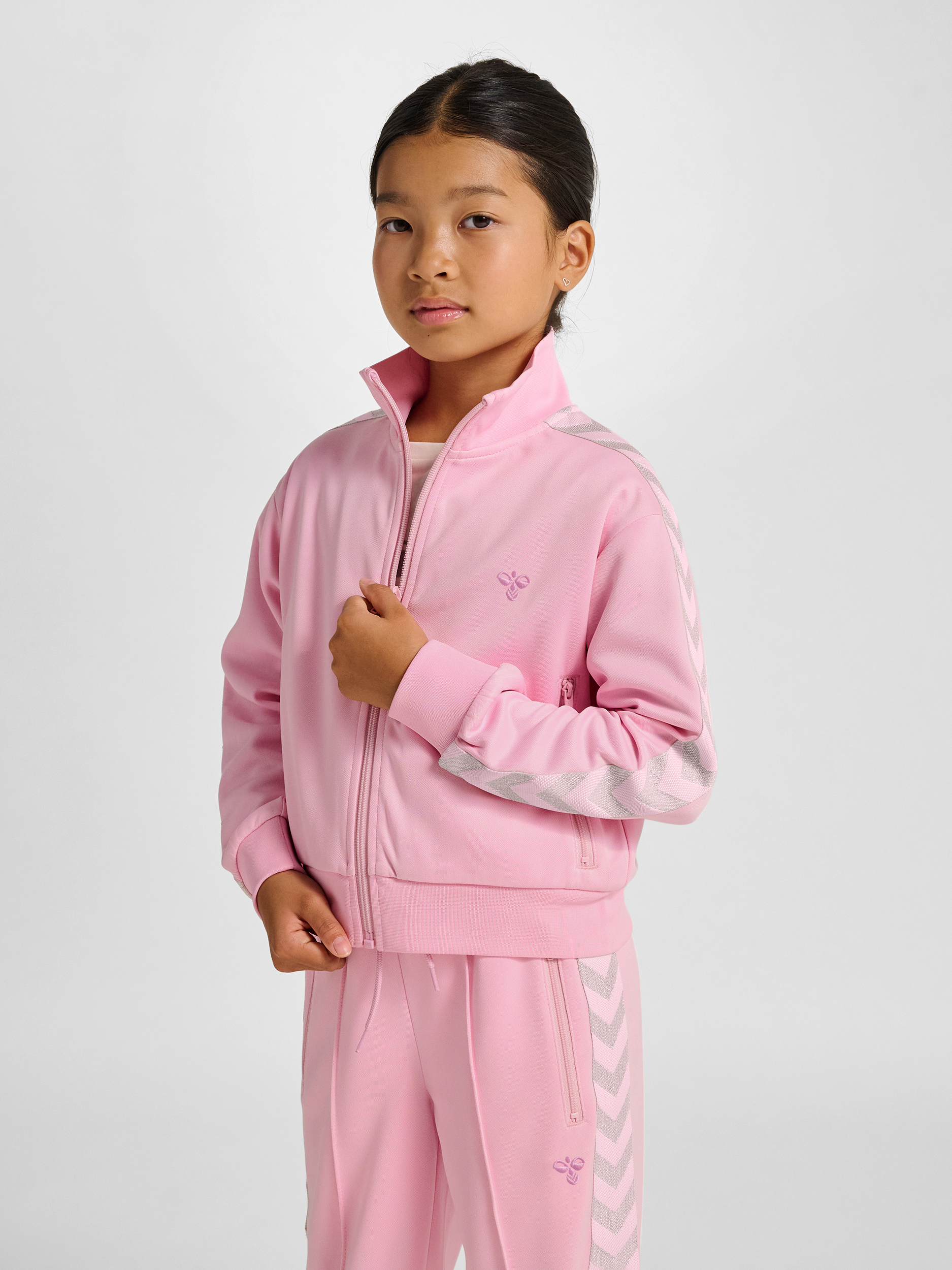 hummel JR REG POLY TAPE GIRL ZIP JACKET - ROSEATE SPOONBILL
