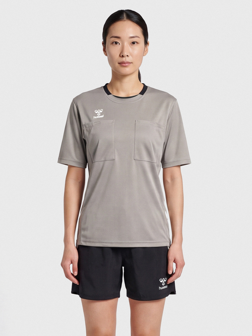 バドミントン　ユニフォーム　スカムルジョ hummel REFEREE CHEVRON WO JERSEY S/S - STEEPLE GRAY | hummel.net